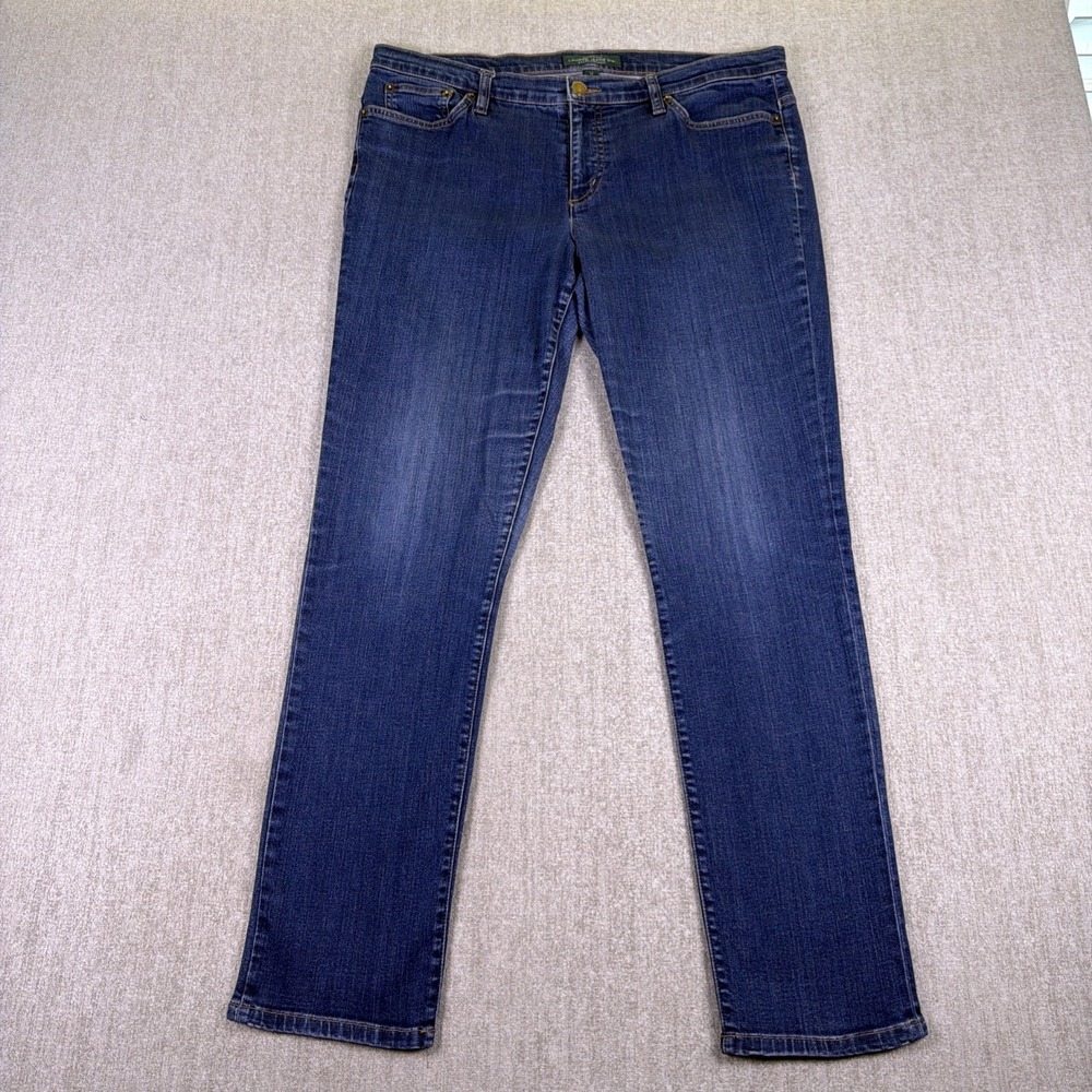 Lauren Ralph Lauren Jeans Womens 12 Dark Wash Blue Straight Leg Stretch Denim